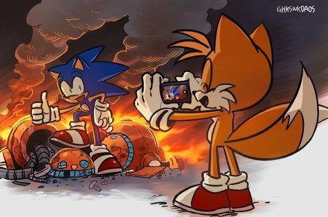 Sonic Y Tails, Sonic And Tails, Sonic Tails, Sonic Friends, Sonic Fan Characters, Sonic Funny, Sonic Franchise, Blue Hedgehog, Sonic Adventure