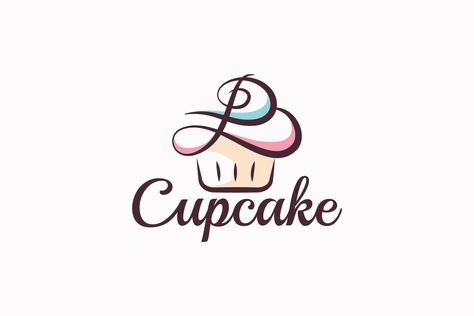 Cupcake Business Logo, Cupcake Logo Design Ideas, Cupcake Logo Design, Cupcake Logo, Cake Lettering, Cake Cafe, Cosmetic Logo, Logo With A, Rainbow Cupcakes