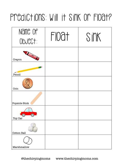 Things That Float And Sink In Water, Science Preschool Lesson Plan, Float Or Sink Preschool, Homeschool Kindergarten Science, How To Homeschool Kindergarten, Science Experiments Kids Kindergarten, Sink And Float Preschool, Science For Kids Worksheets, Homeschool Project Ideas