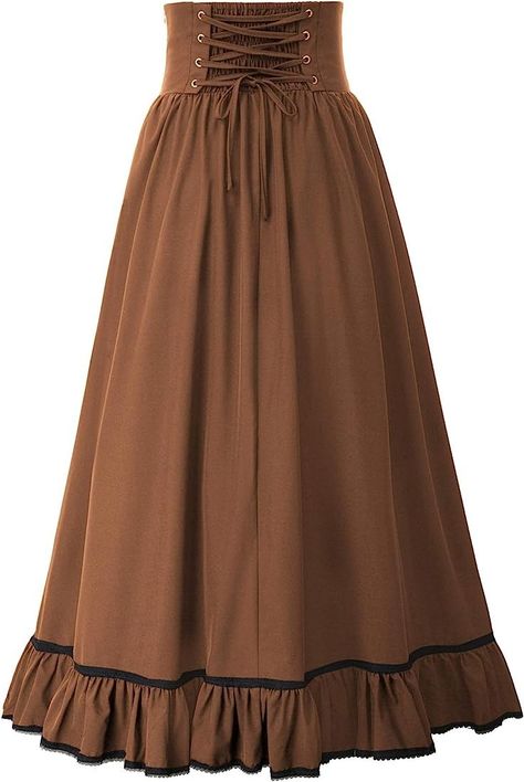 Brown Maxi Skirt, Victorian Skirt, Fairy Outfit, High Waist Long Skirt, Stylish Short Dresses, Skirt Fabric, Womens Maxi Skirts, Sewing Skirts, Skirt For Women