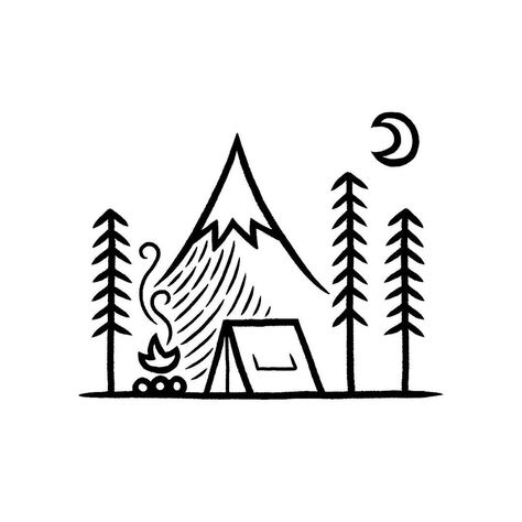 David Rollyn Powell | @david_rollyn Art Cute Easy, Doodle Drawings Easy, Mountain Drawing Simple, Camping Drawing, Camper Art, Easy Doodle, Mountain Drawing, Drawing Simple, Easy Doodle Art