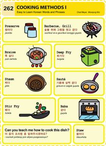 262-Cooking Methods 1 Learning Hangul, Korean Time, Korean Vocab, Korean Vocabulary, Korean Study, Learn Basic Korean, Learn Korean Alphabet, Korean Learning, Korean Kitchen