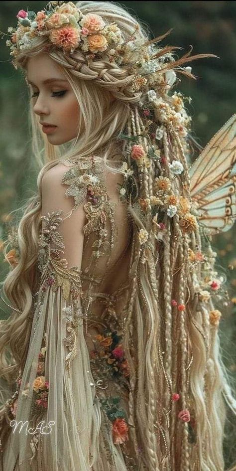 Estilo Hippy, Fairy Pictures, Fairy Artwork, Fairies Elves, Beautiful Fairies, Fairytale Dress, Fantasy Costumes, Fairy Costume, Fantasy Fairy