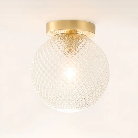 Everly Quinn Acrylic Flush Mount & Reviews | Wayfair Gold Lamp Base, Modern Ceiling Light Fixtures, Hallway Light Fixtures, Globe Ceiling Light, Recessed Ceiling Lights, Gold Lamp, Retro Lighting, Modern Ceiling, Modern Ceiling Light