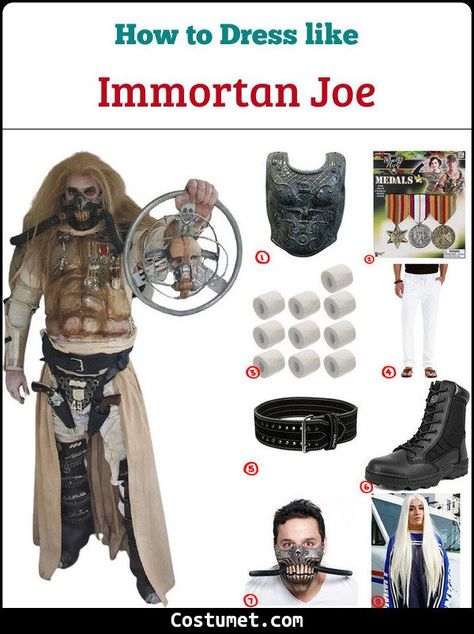 Immortan Joe Costume Immortan Joe Costume, Mad Max Costume, Immortan Joe, Breathing Mask, Long White Hair, White Cape, Post Apocalyptic Fashion, Apocalyptic Fashion, Military Medals