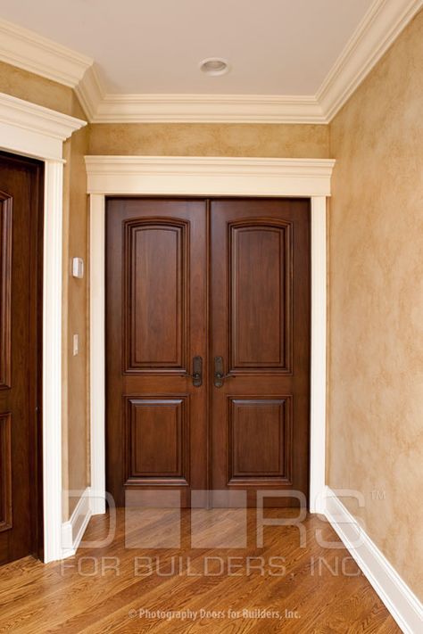 not sure if I like the stained wood with the white trim... Pintu Ganda, Mahogany Entry Doors, Mahogany Wood Doors, Pintu Interior, Baseboard Styles, Solid Wood Entry Doors, Custom Interior Doors, Solid Wood Interior Door, Stained Doors