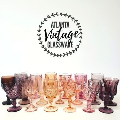 Black Goblets Wedding, Vintage Colored Glass Wedding, Assorted Glassware Wedding, Pink Goblets Table Settings, Colored Water Goblets Wedding, Vintage Pink Glassware, Water Goblets Table Settings, Vintage Glassware Wedding, Colored Goblets