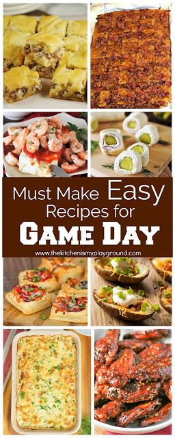 Must-Make Easy Recipes for Game Day! ~ With these 18 easy & tasty ideas, there's sure to be a few, or 18, you'll love. #gameday #gamedaysnacks #partyfood #snackfoods #biggame #thekitchenismyplayground www.thekitchenismyplayground.com Recipes For Game Day, The Kitchen Is My Playground, Healthy Superbowl, Healthy Superbowl Snacks, Sweet Potato Skins, Tailgating Recipes, Superbowl Snacks, Game Day Snacks, Chiefs Football