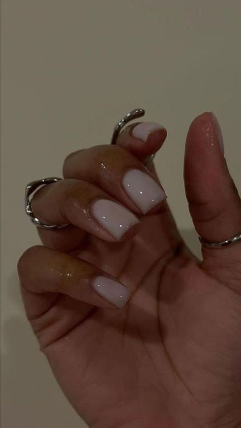 Overlay Nails, Milky Nails, Work Nails, Short Square Acrylic Nails, Short Acrylic Nails Designs, Square Acrylic Nails, Fire Nails, Classy Nails, Dream Nails