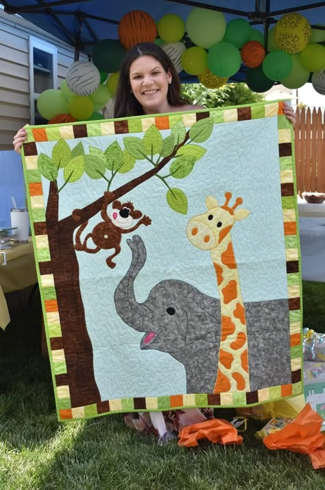 Safari Baby Quilt, Giraffe Baby Quilt, Safari Quilt, Panel Quilting, Aplique Quilts, Baby Quilt Panels, Baby Quilts Easy, Giraffe Baby Blanket, Animal Baby Quilt