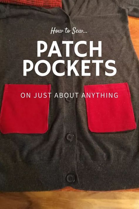 Add Pockets To Jacket, How To Sew A Pocket On A Shirt, How To Add Pockets To A Dress, Sewing Inspiration Projects, Clothing Tutorial, How To Make Patches, Sewing Tips For Beginners, Dress Making Tutorial, Stitching Diy