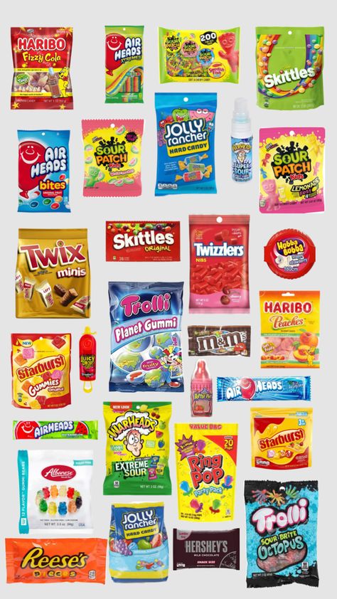 #candy #snack #skittle #jollyrancher #reeses #airheads #gummy #trolli 90s Candy, Sleepover Snacks, Airheads Candy, Sleepover Party Games, Candy Drawing, Junk Food Snacks, Snack Board, Fun Sleepover Ideas, Jolly Rancher