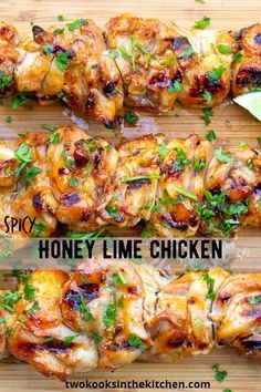 Lime Chicken Recipes, Honey Lime Chicken, Garlic And Ginger, Spicy Honey, Honey Lime, Chicken Skewers, Lime Chicken, Chicken Dishes Recipes, Poultry Recipes