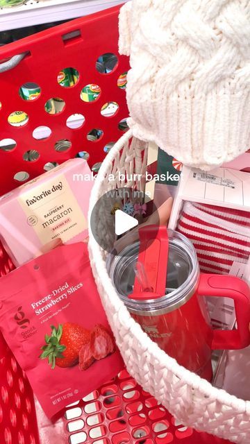 Jaeline Rivera on Instagram: "Make a burr basket with me 🧸❄️🎀

#christmas #christmasgifts #christmasgiftideas #christmasgift #haul #shopping #shoppinghaul #target #targethaul #burrbasket #basket #christmasbasket #cozy #stanley #gift #giftideas #giftbaskets #giftideasforher #winter" Burr Basket Under $25, Burr Basket, Target Haul, Strawberry Slice, Christmas Baskets, Macarons, Gift Baskets, Raspberry, Frozen