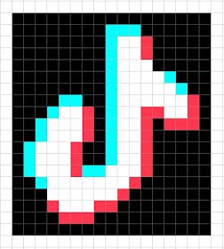 Minecraft Pixel Art Templates: Tik Tok Logo Pixel Art Logo Design, Pixel Art In Minecraft, Anime Pixel Art Grid Easy, Pixel Art Anime Easy, Pixel Art Templates Pattern, Minecraft Pixel Art Grid, Easy Pixel Art Ideas, Small Pixel Art Ideas, Pixel Art Facil