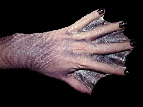 Hand Prosthetic, Webbed Hands, Howleen Wolf, Winged People, Siren Mermaid, Catty Noir, Mermaid Aesthetic, Underwater Creatures, Sfx Makeup