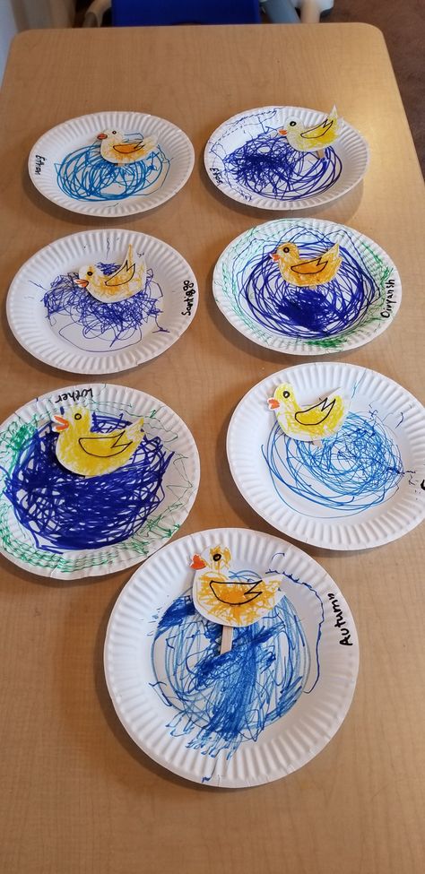 Springtime Toddler Crafts, August Art Projects For Toddlers, Fun Prek Crafts, Pond Life Theme For Toddlers, Preschool Duck Art, Water Week Crafts, Pond Life Art Preschool, Water Week Crafts For Kids, Pond Toddler Crafts