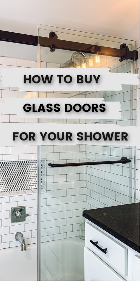 Farmhouse Shower Doors, Shower Door Remodel, Replace Shower Door, Shower Barn Door, Walk In Shower Doors, Diy Shower Door, Install Glass Shower Door, Glass Bathroom Door, Shower Door Designs