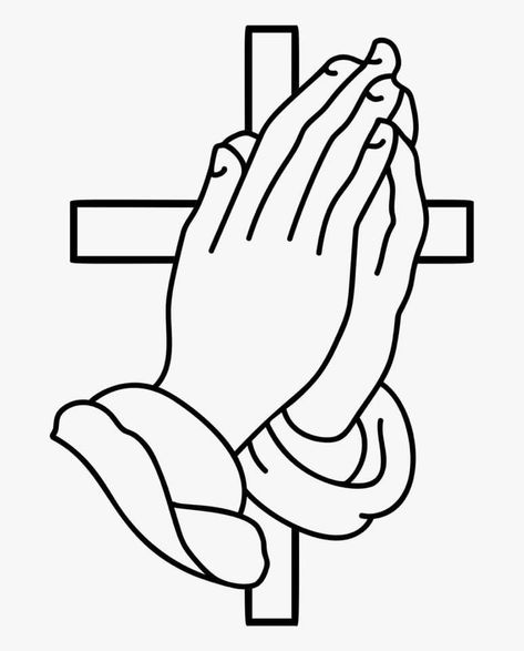 Prayer Hands Drawing, Hands Template, Praying Hands Clipart, Praying Hands Drawing, Angel Template, Cross Coloring Page, Christian Drawings, Cross Drawing, Bible Drawing