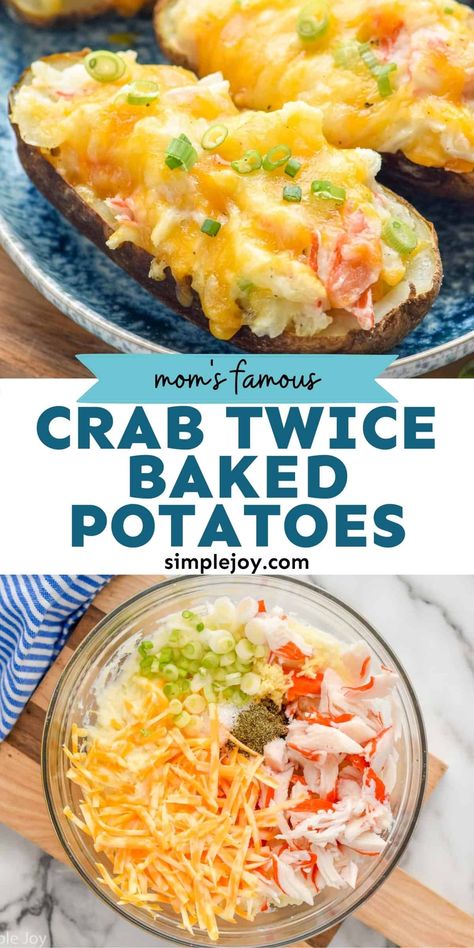 Immitation Crab Recipes, Baked Potato Dinner, Crab Bake, Crab Pasta, Crab Salad Recipe, Perfect Baked Potato, Stuffed Baked Potatoes, Crab Meat Recipes, Seafood Bake