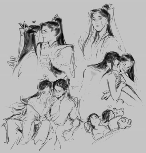 Liu Mingyan X Sha Hualing, Liu Mingyan, Scum Villain's Self-saving System, Favorite Novels, Heaven's Official Blessing, Art Poses, Art Studies, The Villain, Ship Art