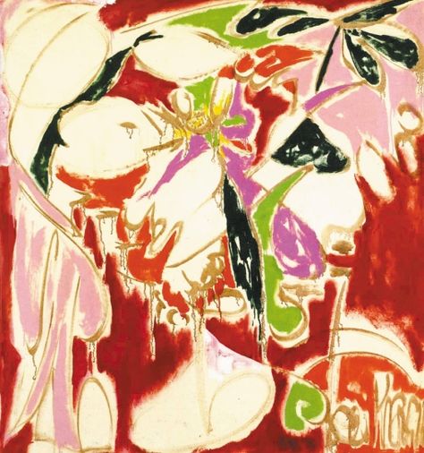 Lee Krasner, Listen (1957) Blind Contour Drawing, Lee Krasner, Pablo Picasso Paintings, Helen Frankenthaler, Joan Mitchell, Picasso Paintings, Contour Drawing, Abstract Painters, Jackson Pollock