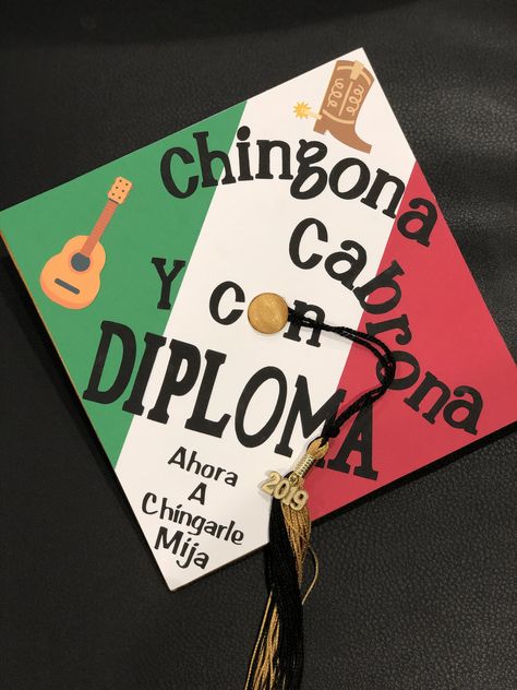 Graduation Cap Designs Mexican Funny, Graduation Cap Designs Mexican, Graduation Caps Ideas, Mexican Graduation Cap, Graduation Cap Decoration Ideas, Cap Decoration Ideas, Cap Decoration Graduation, Mexican Graduation, Garden Trellis Ideas