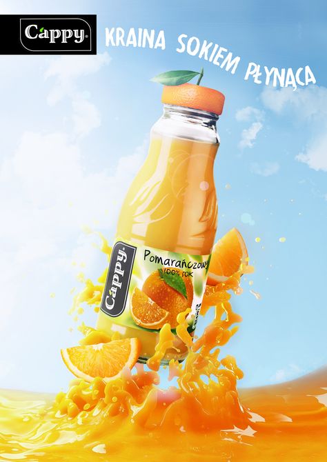 https://www.behance.net/gallery/35152829/Cappy-Orange-Juice-Advert Juice Poster Design, Drink Poster Design, Juice Poster, Juice Ad, Mango Drinks, Beverage Poster, Drink Poster, Juice Packaging, Publicidad Creativa