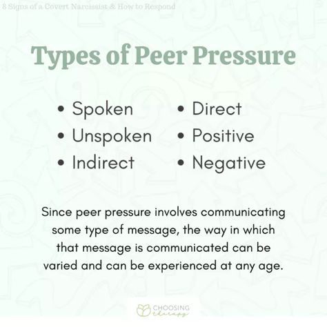 Peer Pressure: Types, Examples, & How to Respond - Choosing Therapy Peer Pressure Quotes, Peer Pressure Activities, Life Orientation, Wellness Fair, The Company You Keep, Gender Norms, Social Circle, Peer Pressure, Inner Voice