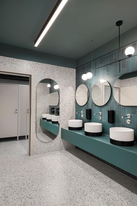 Public Restroom Design, Toilet Design Modern, Toilette Design, Commercial Toilet, Wc Design, Restroom Design, Pop Ceiling Design, Public Bathrooms, Washroom Design