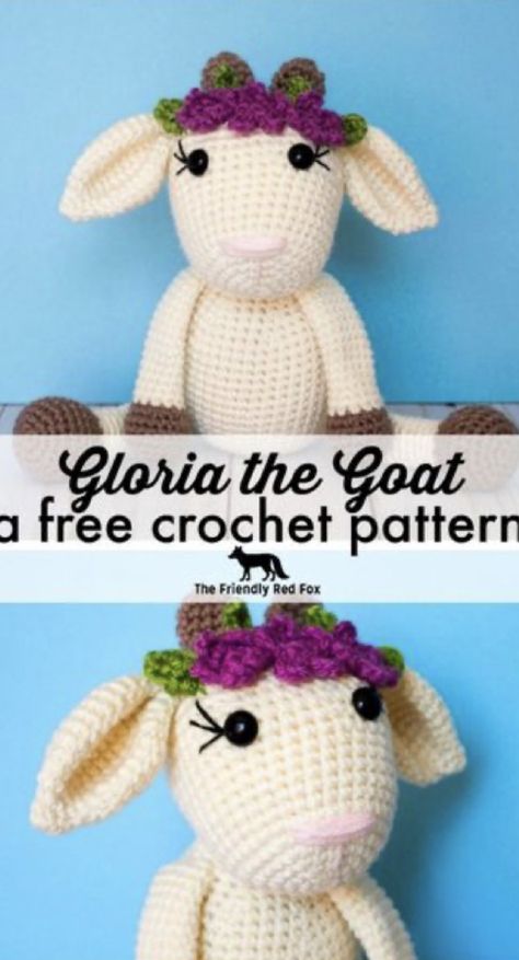 Crochet Goat Pattern- A Free Pattern And Tutorial Crochet Goat, Goat Pattern, Pola Amigurumi, Easy Crochet Projects, Crochet Amigurumi Free Patterns, Haken Baby, Amigurumi Animals, Crochet Animal Patterns, Crochet Animal