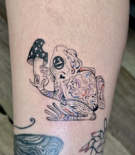 Trippy Frog Tattoo Ideas, Magic Frog Tattoo, Wizard Frog Tattoo, G59 Tattoos, Soldier Tattoo, Ray Tattoo, Tramp Stamp Tattoos, Me Tattoo, Frog Tattoo