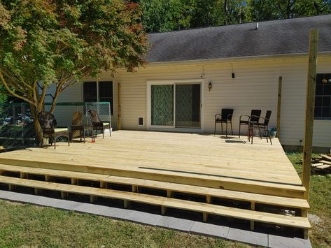 Deck No Railing Ideas, Back Deck No Railings, No Railing Deck, Deck Ideas No Railing, Deck No Railing, Deck With No Railing Design, Front Deck No Railing, Deck With No Railing, Low Profile Deck Railing