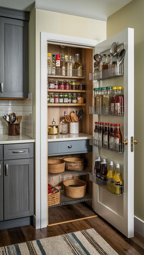 20 Small Pantry Closet Ideas: Organization Tips, Shelving Solutions, and DIY Makeovers Closet Turned Into Pantry, Miniature Pantry, Pantry Closet Ideas, Small Pantry Closet, Functional Pantry, Pantry Designs, Chalkboard Door, Creative Shelving, Tall Shelves