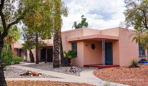 Unexpected: A Bungalow Court in Tucson, Arizona | Under Western Skies Small Brick House, Bungalow Court, Spanish Haciendas, Corner Window, The University Of Arizona, Out Of The Blue, University Of Arizona, Tucson Arizona, American Cities