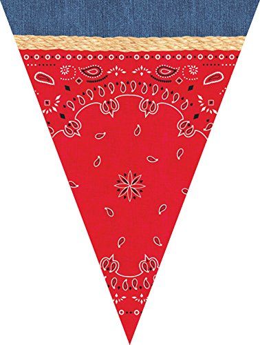 Creative Converting Bandanarama Flag Banner, Red Western Party Decorations, Cowboy Theme Party, Farm Themed Party, Wild West Party, Farm Animal Party, Western Theme Party, Cowgirl Birthday Party, Western Parties, Party Flags