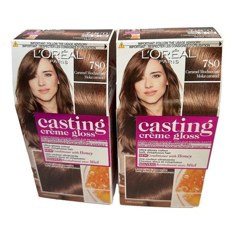 L'Oreal Paris Casting Creme Gloss  780 Mocha Caramel Hair Color Lot 2 Casting Creme Gloss, Caramel Hair Color, Ammonia Free Hair Color, Feeling Healthy, Hair Color Caramel, Brown Hair Dye, Light Golden Brown, Caramel Hair, Gray Coverage