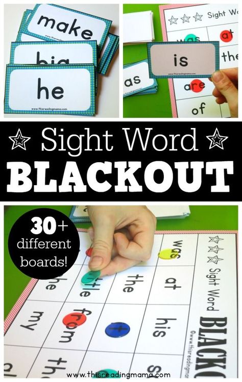 FREE Sight Word BLACKOUT - for Beginning Sight Words ~ 30+ DIFFERENT Boards | This Reading Mama Beginning Sight Words, High Frequency Word Games, Practice Sight Words, The Sight Word, Sight Word Fun, Word Bingo, Teaching Sight Words, Sight Word Reading, Literacy Games