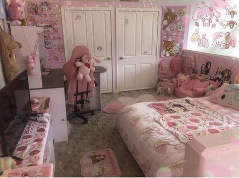 Kawaii Rooms, Kawaii Room Ideas, Kawaii Decor, Bedroom Remodeling, Kawaii Bedroom, Pinned Post, Otaku Room, Pink Room Decor, Kawaii Things