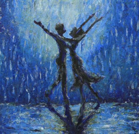 paintings Dancing In The Shower, Dancing Drawing, Blue Aesthetics, Ap Drawing, Dancing Art, Dancer Painting, Surreal Landscape, Rain Painting, Dance Paintings