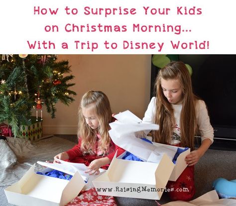 How to Surprise Your Kids Christmas Morning with a Trip to Disney World Surprise Disney Trip Reveal, Disney Vacation Surprise, Disney Trip Reveal, Disneyland Paris Christmas, Disney Christmas Gifts, Surprise Trip Reveal, Disney Trip Surprise, Disney Reveal, Surprise Vacation