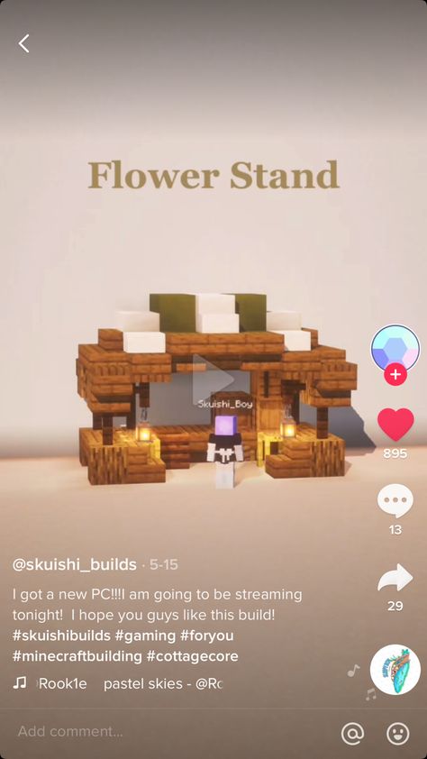 Shop Stand Minecraft, Small Bakery Minecraft, Minecraft Small Builds Ideas, Small Shop Minecraft, Food Stand Minecraft, Honey Shop Minecraft, Minecraft Candle Shop, Flower Stand Minecraft, Minecraft Flower Stand