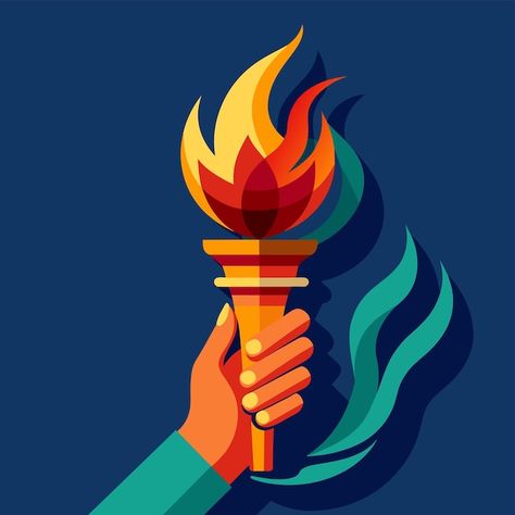 Hand holding flaming torch vector illust... | Premium Vector #Freepik #vector #torch #igniting #olympic-flame #olympic-torch Holding Torch, Stuco Ideas, Flaming Torch, Fire Animation, Fire Torch, Fashion Show Poster, Olympic Flame, Olympic Torch, Time Pass