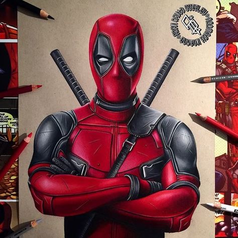 deadpool realistic coolest drawing using color pencils Superhero Drawings, Deadpool Drawing, Deadpool Art, Drawing Superheroes, Prismacolor Art, Deadpool Wallpaper, Marvel Tattoos, Dead Pool, Marvel Drawings