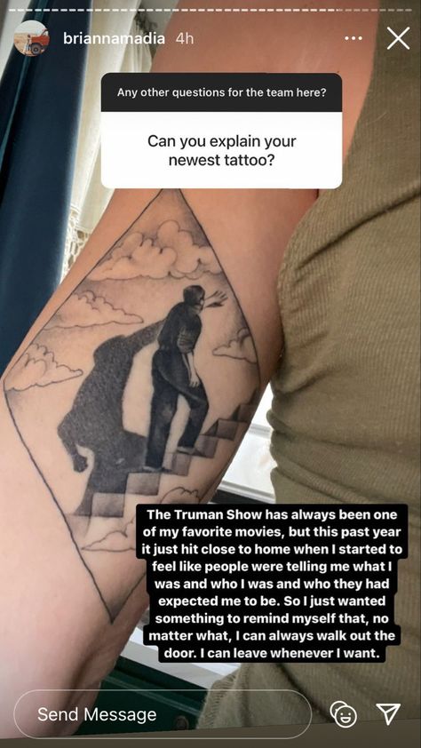 The Truman Show Tattoo Ideas, Turnstile Tattoo, Truman Show Tattoo, Truman Burbank, Show Tattoo, Tattoo Therapy, The Truman Show, Wild Tattoo, Tattoo Sketch