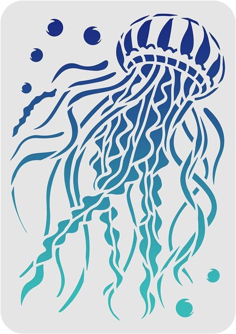 Amazon.com: FINGERINSPIRE Jellyfish Stencil 11.7x8.3 inch Jellyfish Drawing Stencil Reusable Seashore Reef Fish Stencils Marine Life Stencil Ocean Theme Stencil for Painting on Wood Paper Fabric Floor Wall : Everything Else Jellyfish Stencil, Fish Stencil, Marine Life Art, Fabric Tiles, Jellyfish Drawing, Reef Fish, Tree Stencil, Stencil Printing, Drawing Stencils