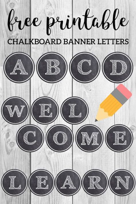 Chalkboard banner letters for back to school classroom decoration. ABC letters free printable to spell welcome back, learn, school. #papertraildesign #backtoschool #welcomeback #classroomdecor #school Read Letters For Classroom Diy, Popcorn Letters Free Printable, Bulletin Board Printables Free, Back To School Office Decor, Mtss Interventions, School Classroom Decoration, Free Classroom Decor, Free Chalkboard Printables, Chalkboard Classroom