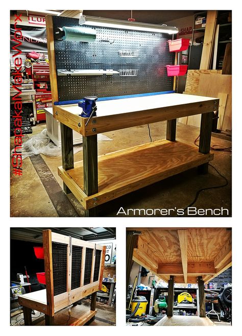 #ShapakaMakeWorx Armorer's Bench Diy Gunsmithing Bench, Gunsmithing Workshop Ideas, Gunsmithing Workshop, Gunsmithing Bench, Wood Palette Ideas, Reloading Bench Plans, Reloading Room, Cracker House, Garage Workbench Plans