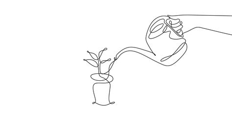 Watering Plant Tattoo, Background Drawing Ideas, Plant Sketches, Minimal Drawings, Watering Plants, Plant Tattoo, Water Drawing, Architecture Concept, White Plants