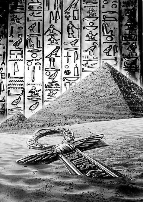 Hieroglyphics Tattoo, Egypt Tattoo Design, Scenery Tattoo, Pyramid Tattoo, Egyptian Eye Tattoos, Egyptian Artwork, Chest Tattoo Drawings, Egyptian Wall Art, Egyptian Goddess Art